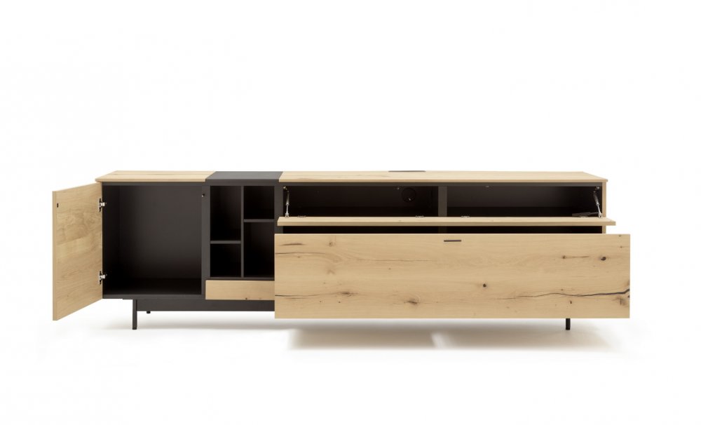 Buffet bas STYLE chêne naturel 1 porte 1 tiroir 1 abattant